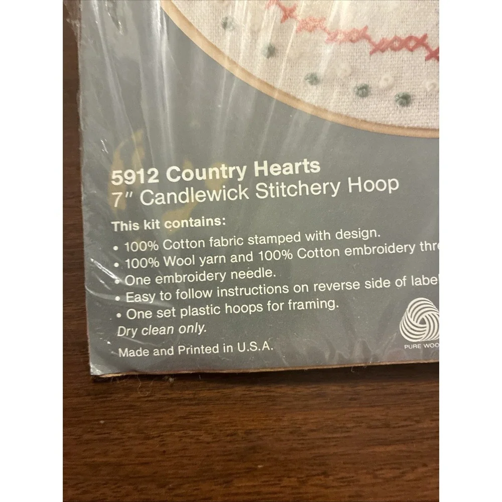 Vintage WonderArt Kit Country Hearts NeedleCraft Candlewick Classics 5912 Open